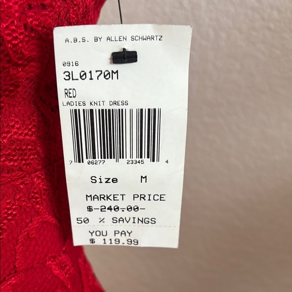 $240 NWT ABS by Allen Schwartz Lace Red Flutter Sleeve Pencil Dress 0133 - Picture 2 of 13